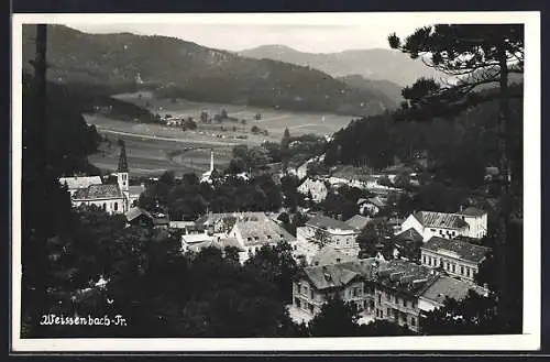 AK Weissenbach /Triesting, Ortsansicht mit Bergpanorama