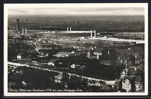 AK Berlin-Charlottenburg, Blick vom Funkturm zum Reichssportfeld