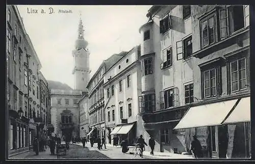 AK Linz / Donau, Strasse in der Altstadt