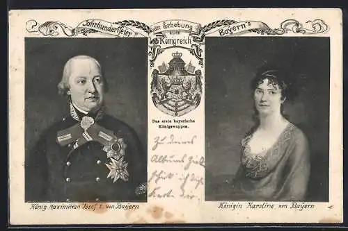 AK Maximilian Josef I. und Königin Karoline von Bayern