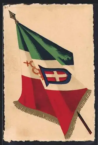 AK Italienische Flagge an einer Fahnenstange