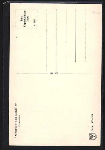 AK Friedrich Schiller, Portrait im Halbprofil