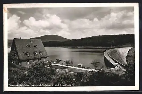 AK Forbach, Gasthof zur Schwarzenbach-Talsperre und Staumauer