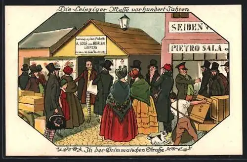 AK Leipzig, Die Leipziger Messe vor 100 Jahren, In der Grimmaischen Strasse, Hund