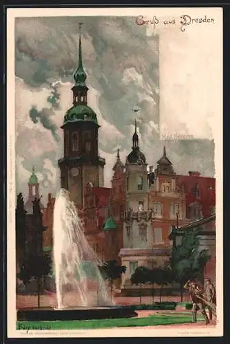 Künstler-AK Heinrich Kley: Dresden, Kgl. Schloss