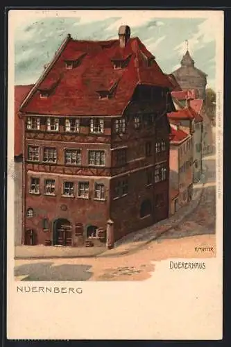 Künstler-Lithographie Karl Mutter: Nürnberg, Duererhaus