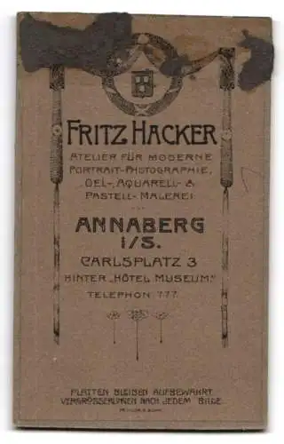 Fotografie Fritz Hacker, Annaberg i/S., Carlsplatz 3, Eleganter junger Mann in klassischem Anzug