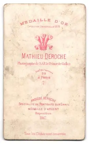 Fotografie Mathieu-Deroche, Paris, Boulevard des Capucines 39, Porträt einer Dame