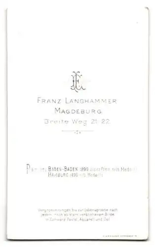 Fotografie Franz Langhammer, Magdeburg, Breite Weg 21-22, Porträt eines Mannes