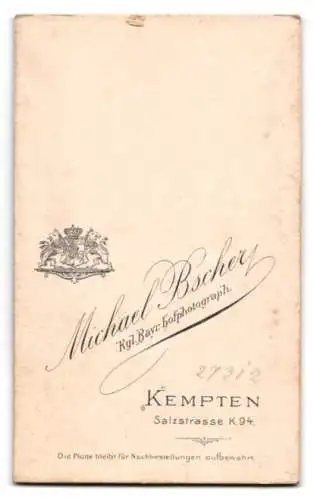 Fotografie M. Bscher, Kempten, Salzstrasse K. 94, Porträt eines Mannes mit Schnurrbart