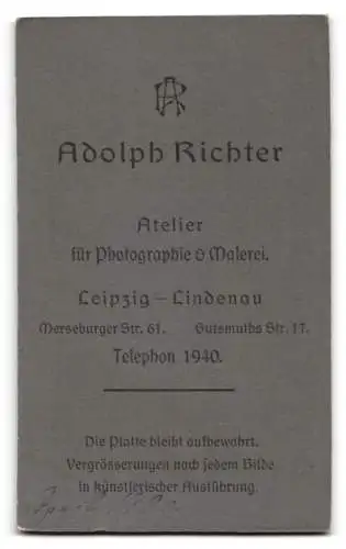 Fotografie Adolph Richter, Leipzig, Merseburger Str. 61, Porträt einer Frau