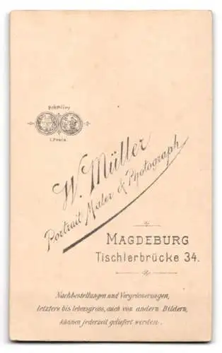 Fotografie W. Müller, Magdeburg, Tischlerbrücke 34, Portrait einer jungen Frau