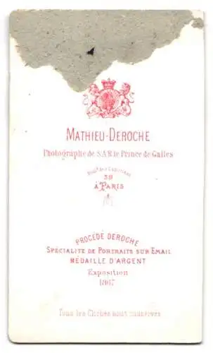 Fotografie Mathieu-Deroche, Paris, Boulevard des Capucines 39, Porträt eines jungen Mannes