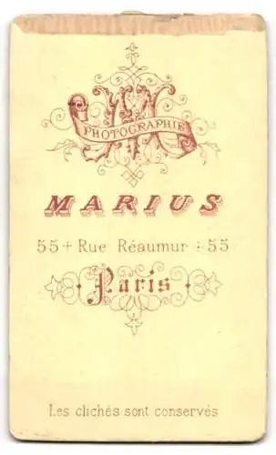 Fotografie Marius, Paris, Rue Réaumur 55, Porträt eines Herren mit imposantem Schnurrbart