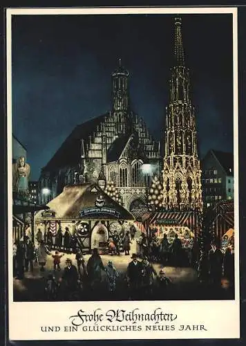 AK Nürnberg, Christkindlmarkt, Weihnachts-u. Neujahrsgruss