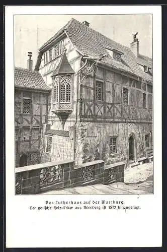 AK Eisenach, Lutherhaus auf der Wartburg, rückseitig Jahresspruch 1943