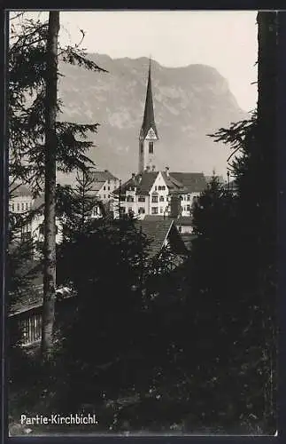 AK Kirchbichl, Ortspartie mit Kirche aus der Vogelschau