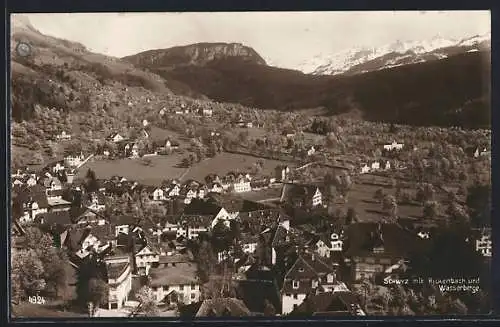 AK Schwyz, Teilansicht mit Rickenbach und Wasserberge