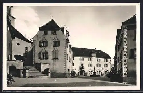 AK Maienfeld, Häuser und Kirche am Städtliplatz