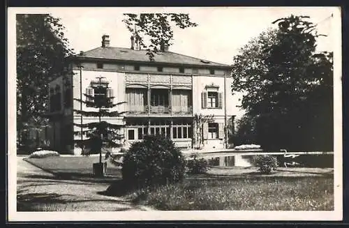 AK Brüglingen, Erholungsheim mit Teich und Garten