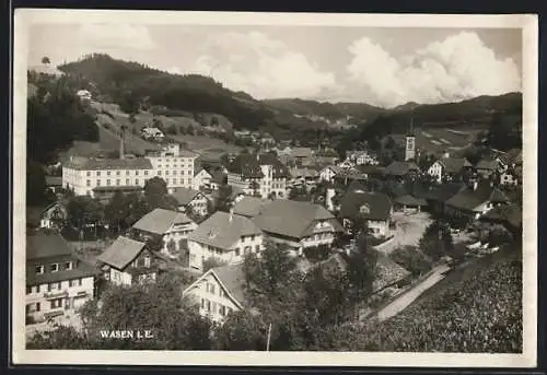 AK Wasen i. E., Ortsansicht mit Fernblick aus der Vogelschau