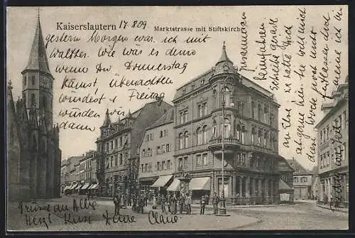 AK Kaiserslautern, Marktstrasse mit Stiftskirche