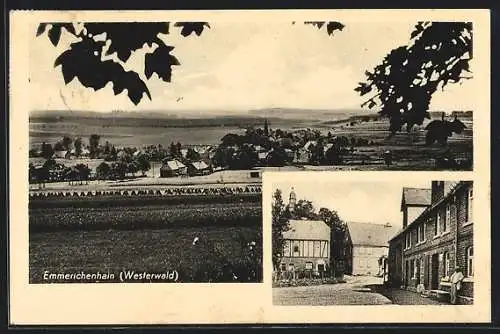 AK Emmerichenhain /Westerwald, Strassenpartie im Ort, Panorama