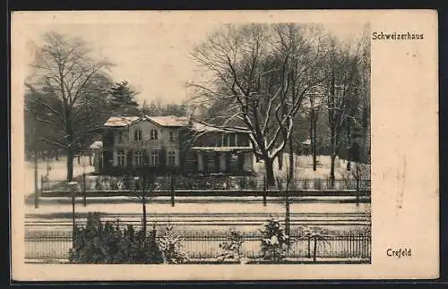 AK Crefeld, Schweizerhaus im Winter