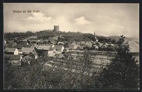 AK Stolpe / Oder, Ortspartie aus der Vogelschau