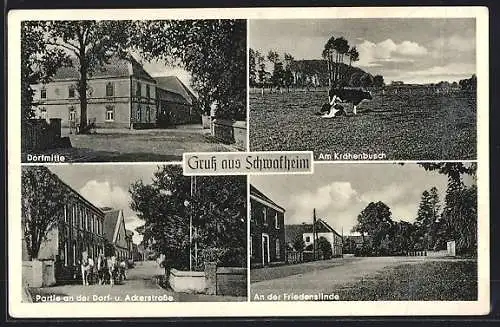 AK Schwafheim, Am Krähenbusch, Dorfmitte, Dorf- und Ackerstrasse