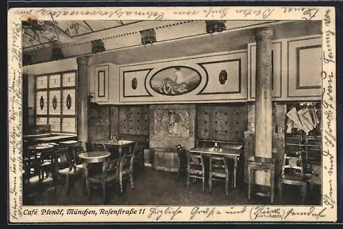 AK München, Café Plendl, Rosenstrasse 11, Innenansicht