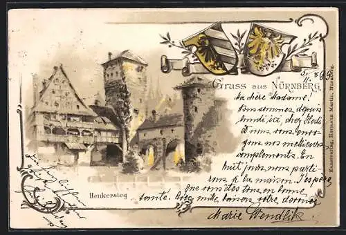 Lithographie Nürnberg, Henkersteg, Wappen