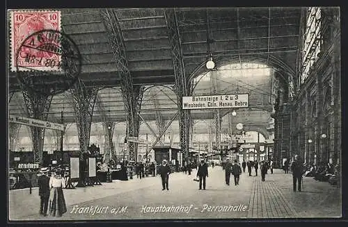 AK Frankfurt a. M., Hauptbahnhof, Perronhalle, Innenansicht