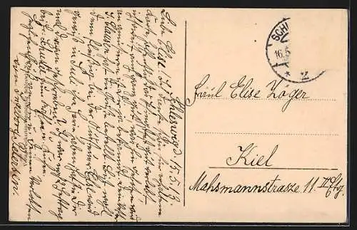 AK Schleswig, Neues Postgebäude mit Strasse