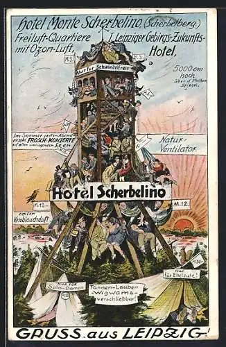 Künstler-AK Leipzig, Hotel Monte Scherbelino