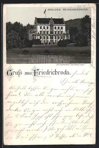 Lithographie Friedrichroda, Schloss Reinhardsbrunn am See