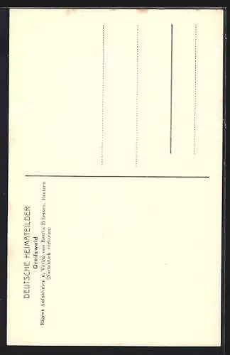 AK Greifswald, Jacobikirche mit Domstrasse