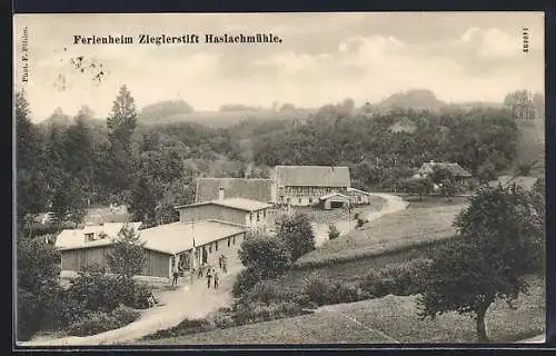 AK Haslachmühle, Ferienheim Zieglerstift aus der Vogelschau