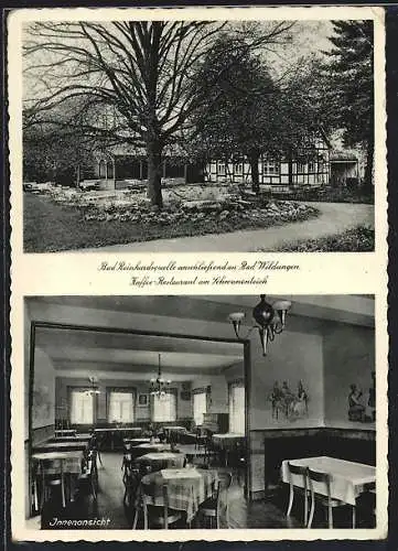 AK Bad Wildungen, Bad Reinhardsquelle, Cafe-Restaurant am Schwanenteich