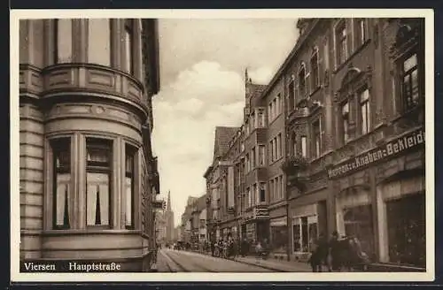 AK Viersen, Hauptstrasse mit Geschäften