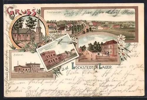 Lithographie Lockstedter Lager, Bahnhof, Wache, Verwaltung u. Post