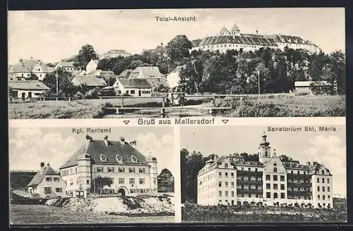 AK Mallersdorf / Pfaffenberg, Sanatorium Skt. Maria, Kgl. Rentamt und Totalansicht