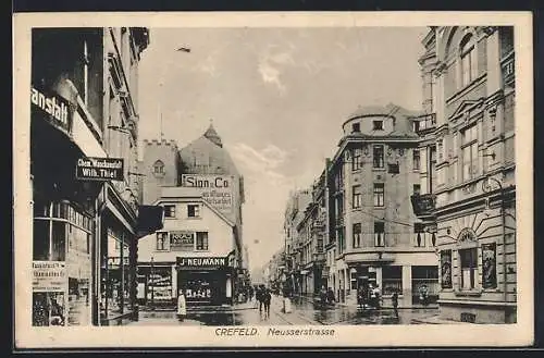 AK Crefeld, Hotel, Restaurant von J. Neumann und Waschanstalt von Wilh. Thiel in der Neusserstrasse