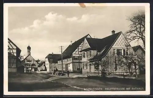 AK Bermatingen, Hauptstrasse mit Rathaus