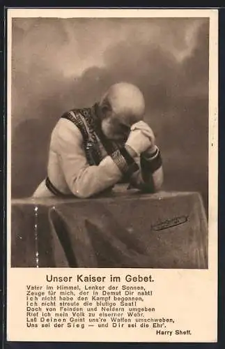 AK Kaiser Franz Josef im Gebet