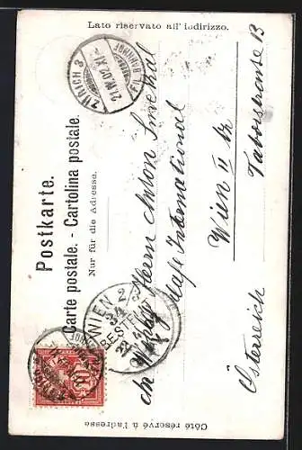 Künstler-AK Zürich, Festpostkarte Sechseläuten 1902, Fahnenschwenker