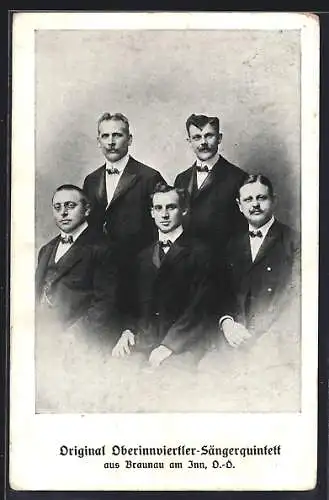 AK Original Oberinnviertler-Sängerquintett aus Braunau /Inn, Gruppenportrait