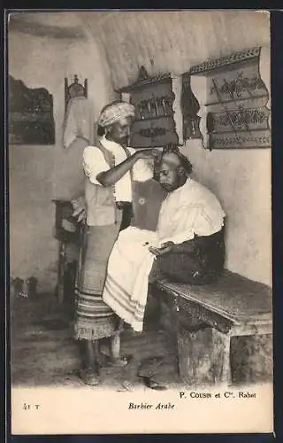 AK Barbier Arabe, arabischer Friseur bei der Arbeit