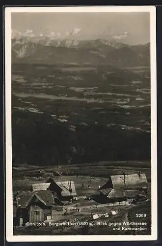 AK Bergerhütten, Panorama mit Wörthersee und Karawanken