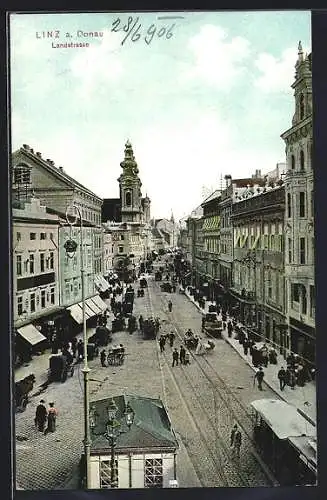 AK Linz a. Donau, Landstrasse aus der Vogelschau